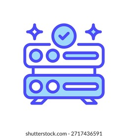Icono de línea de tiempo de actividad del servidor, símbolo de esquema para disponibilidad del sistema, confiabilidad de la red, rendimiento del alojamiento, accesibilidad de datos y mantenimiento técnico. Icono de signo de Vector.