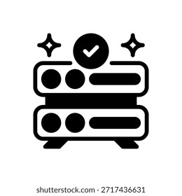 Icono de línea de tiempo de actividad del servidor, símbolo de esquema para disponibilidad del sistema, confiabilidad de la red, rendimiento del alojamiento, accesibilidad de datos y mantenimiento técnico. Icono de signo de Vector.