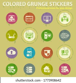server vector colored grunge icons with sweats glue for design web and mobile applications