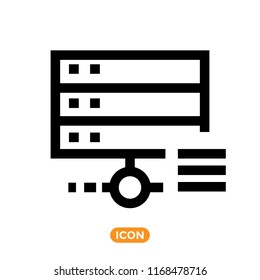 Server Vector Icon. Data Storage Symbol in flat line style