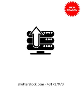 Server up vector icon isolated on white background.