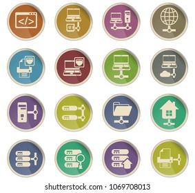 server vector icons in the form of round paper labels