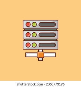 ilustración vectorial de servidor en un fondo transparente. Símbolos de calidad premium. Icono de color plano de línea vectorial para el concepto y el diseño gráfico.