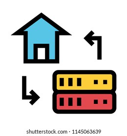 server vector line colour icon