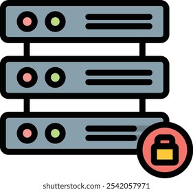 Línea de Vector del servidor llena de diseño de iconos