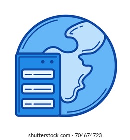 Server vector line icon isolated on white background. Server line icon for infographic, website or app. Blue icon designed on a grid system.