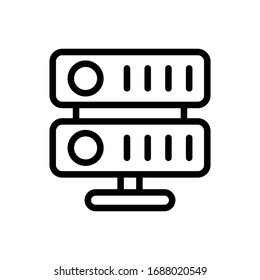 Server vector outline icon. Electronics style illustration.
