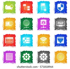 server vector web icons in grunge style for user interface design