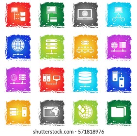 server vector web icons in grunge style for user interface design