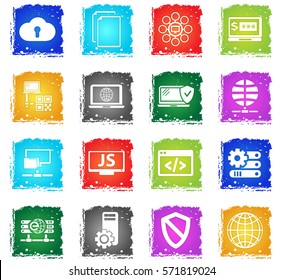 server vector web icons in grunge style for user interface design
