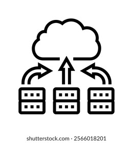 server virtualization data center line icon vector. server virtualization data center sign. isolated contour symbol black illustration