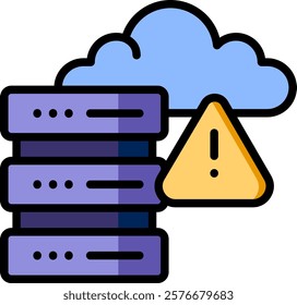 Server Warning Icon Lineal Color Vector Illustration