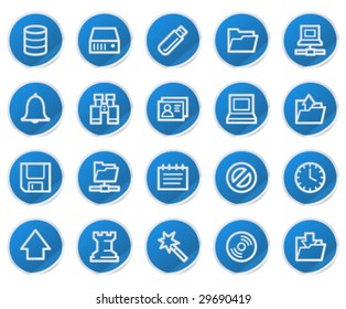 Server web icons, blue sticker series