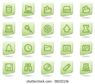 Server web icons, green document series