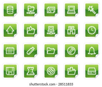 Server web icons, green sticker series