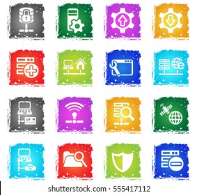 server web icons in grunge style for user interface design