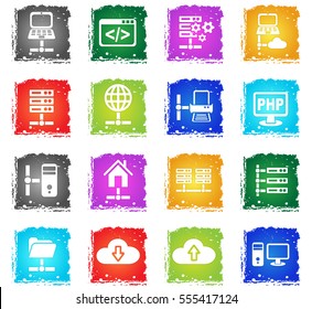 server web icons in grunge style for user interface design