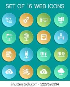 server web icons on colorful round buttons