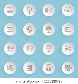 server web icons on light paper circles