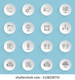 server web icons on light paper circles
