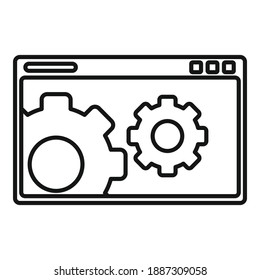Icono de página web del servidor. Icono de vector de página web de servidor de esquema para diseño web aislado en fondo blanco