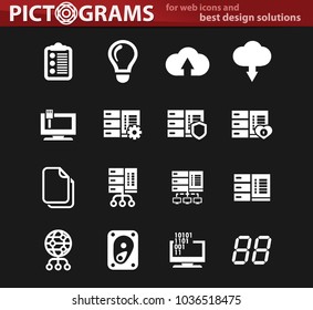 Server web white icons for user interface design