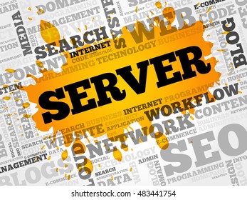 Server word cloud collage, business concept background