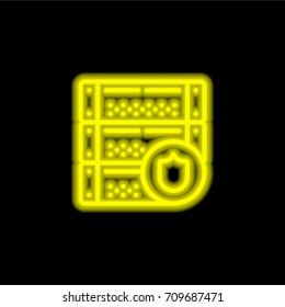Server yellow glowing neon ui ux icon. Glowing sign logo vector