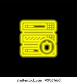 Server yellow glowing neon ui ux icon. Glowing sign logo vector