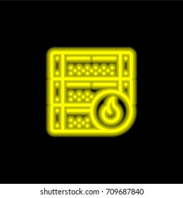 Server yellow glowing neon ui ux icon. Glowing sign logo vector
