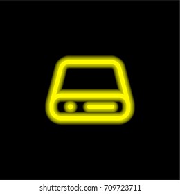 Server yellow glowing neon ui ux icon. Glowing sign logo vector