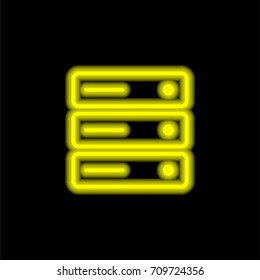 Server yellow glowing neon ui ux icon. Glowing sign logo vector