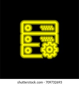 Server yellow glowing neon ui ux icon. Glowing sign logo vector
