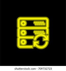 Server yellow glowing neon ui ux icon. Glowing sign logo vector