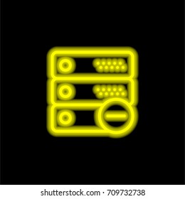 Server yellow glowing neon ui ux icon. Glowing sign logo vector