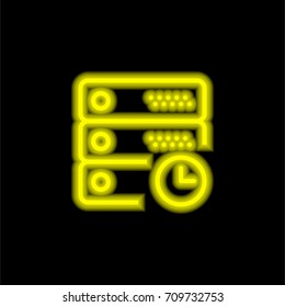 Server yellow glowing neon ui ux icon. Glowing sign logo vector
