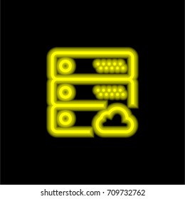 Server yellow glowing neon ui ux icon. Glowing sign logo vector