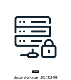 server_lock Icon. Network and Technology vector Icons. Computer Technology and Network Development related icon. Vector symbols isolated on a white background.