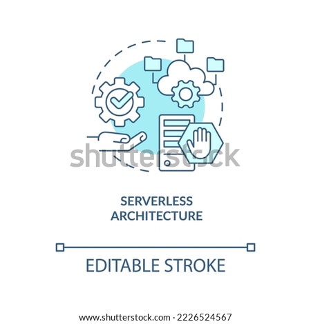 Serverless architecture turquoise concept icon. Digital industry trend abstract idea thin line illustration. Isolated outline drawing. Editable stroke. Arial, Myriad Pro-Bold fonts used