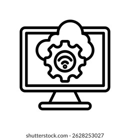 Serverless Architecture Vector Lineal Icon On White Background.