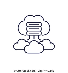 servers and cloud solutions icon in line design