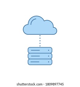 Servers and Clouds. Cloud Computing Concept. Stock vector illustration isolated on white background.