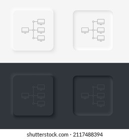 Servers, computers icon - Vector. Artificial intelligence neumorphic style vector icon