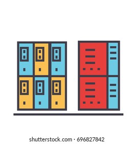Servers concept. Line vector icon. Editable stroke. Flat linear illustration isolated on white background