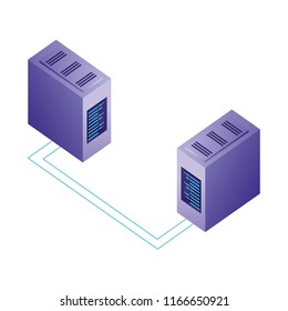 servers data center with circuit isometric icon