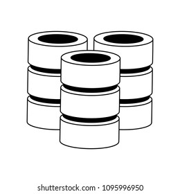 Servers disks technology in black and white colors