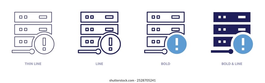 Servers icon in 4 different styles. Thin Line, Line, Bold, and Bold Line. Duotone style. Editable stroke.