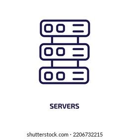 Server-Icon von künstlicher Intelligenz und künftiger Technologie-Sammlung. Dünne lineare Server, Server, Datenkontursymbol einzeln auf weißem Hintergrund. Zeilenvektorserver-Zeichen, Symbol für Web und 
