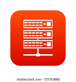Servers icon digital red for any design isolated on white vector illustration