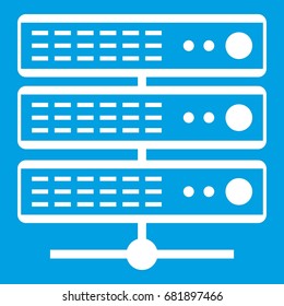 Servers icon white isolated on blue background vector illustration